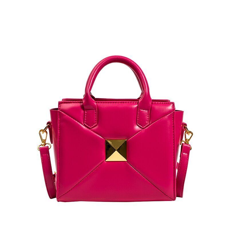 Rivet Shoulder Bag Fashion Handbag Luxury Crossbody Purse Square 19*16*12 CM Red