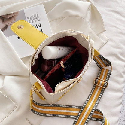 Small Bucket Shoulder Bag Synthetic Leather Messenger Bag Crossbody Bags Casual