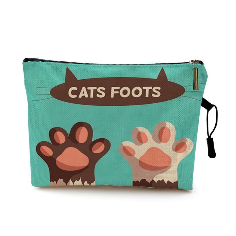 Cats Footprints Cosmetic Bag Cases Makeup Organizer Bag Traveling Polyester 1 PC