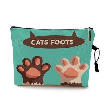 Cats Footprints Cosmetic Bag Cases Makeup Organizer Bag Traveling Polyester 1 PC