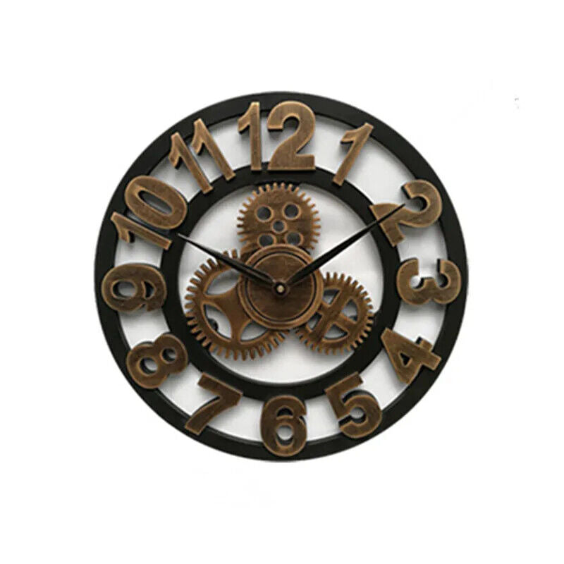 Wall Clock European Wood Home Wall Watch Living Room Office Bar Wall Art