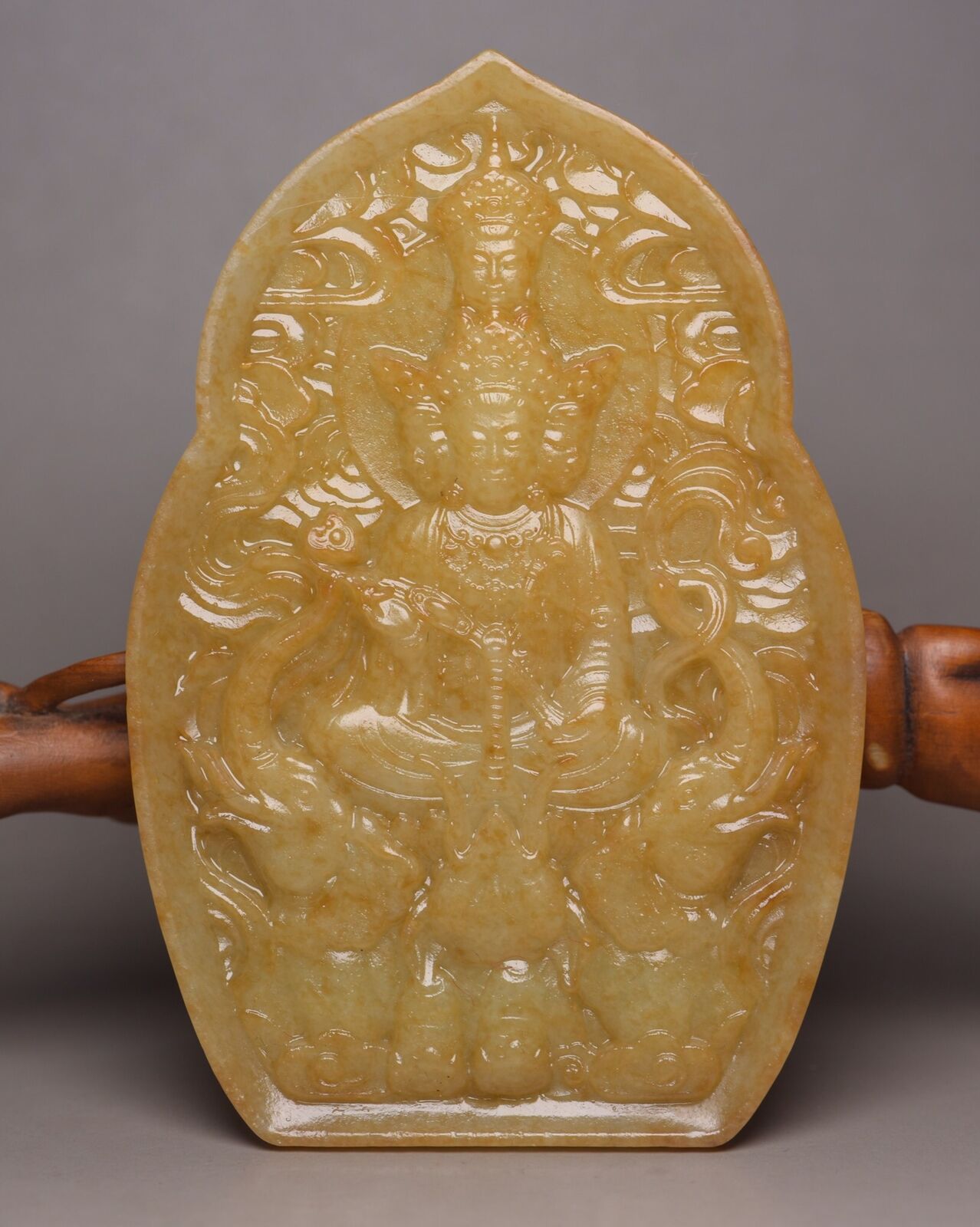 Old Chinese Natural Hetian Jade Carving Buddha Statue Figurine Collectible Rare