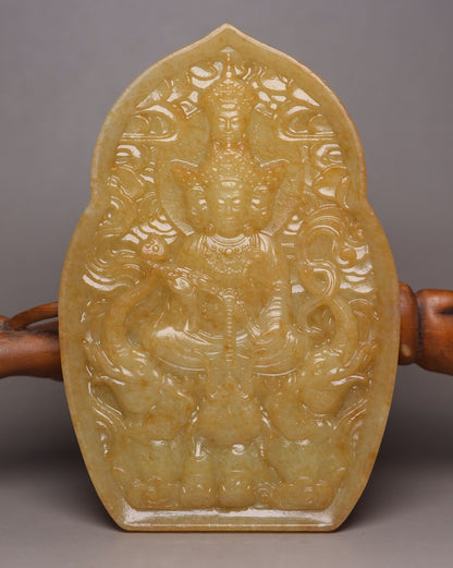 Old Chinese Natural Hetian Jade Carving Buddha Statue Figurine Collectible Rare