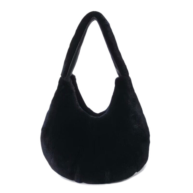 Fashion Womens Hobo Bags Full-pelt Rex Rabbit Fur Tote Bags Casual Shoulder Bags