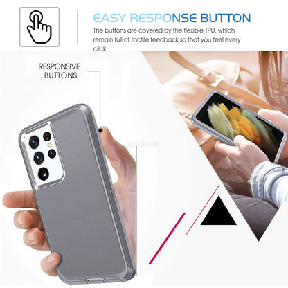 For Samsung Galaxy S21 Plus/Ultra 5G Hard Belt Clip Case Cover Tempered Glass