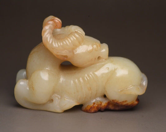 Chinese Old Natural Hetian Jade Carving Beast Statue Exquisite Figurine Art Rare