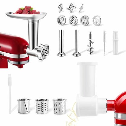 Food Grinder Attachment Slicer Shredder Meat Stuffer Kitchen Stand Mixer Alloy
