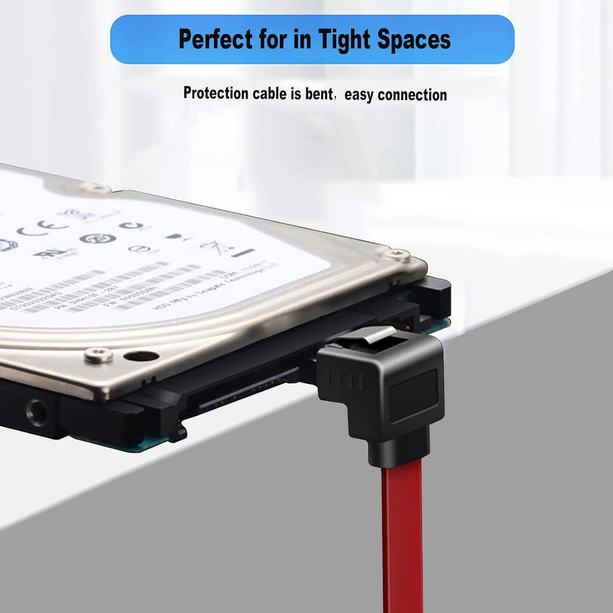 SATA III Cable 6Gbps 90 Degree Right Angle Locking Latch 18 Inches for HDD Lot
