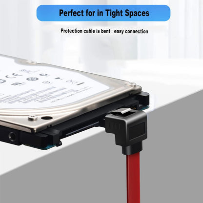 SATA III Cable 6Gbps 90 Degree Right Angle Locking Latch 18 Inches for HDD Lot