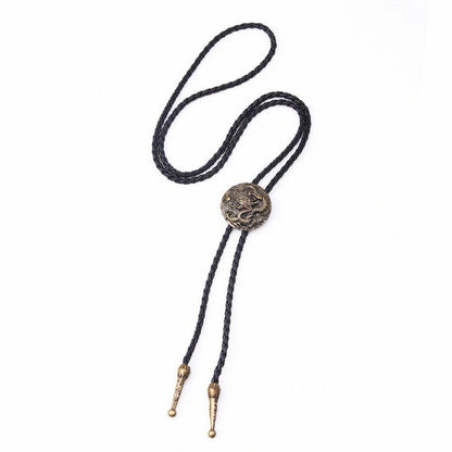 Men Women Bolo Ties Ethnic Fashion Silver Chinese Dragon Necklace Chain Pendant