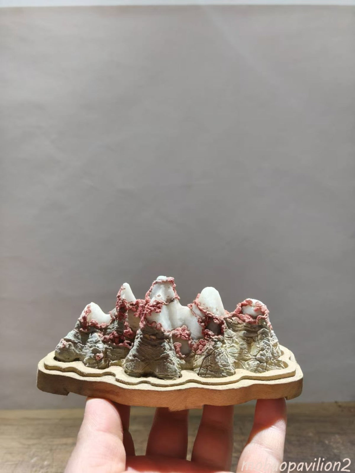 Natural Lingbi Stone Bailing White Mountain Stone Bonsai Suiseki Home Design