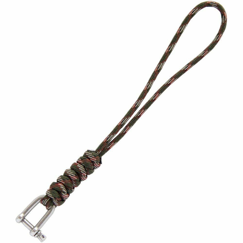 2PCS Handmade Knife Gear Braided Stainless Steel Shackle Keychain Parachute Cord
