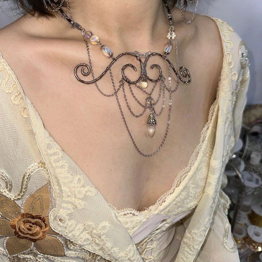 Vintage Handmade Mermaid Tear Choker Necklace Dark Wasteland Style