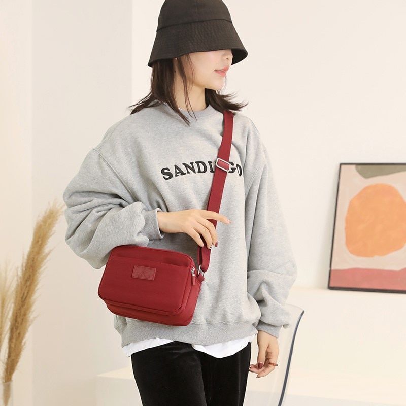 Nylon Crossbody Bag Winter Shoulder Handbag Messenger Purse 21*9*15CM Gray/Black