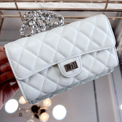 Quilted Lambskin Leather Wallet Chain Purse Phone Clutch Crossbody Shoulder Bag
