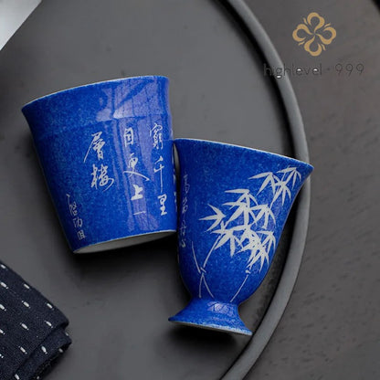 Ceramic Handpainted Bamboo Teacup Retro Tea-tasting Smelling Cup Master Cup