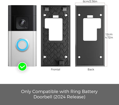 No Drill Doorbell Mount for Battery Doorbell (2024 Release) - Strong Adhesive Mo