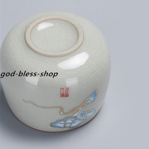 ruyao crackle glaze porcelain tea cup cloud print Chinese kungfu cup of tea new