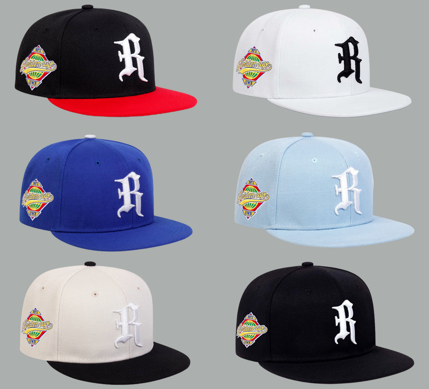 R Letter Snapback Baseball Cap Hat Adjustable Cali Era Hip Hop Flat Men Cotton
