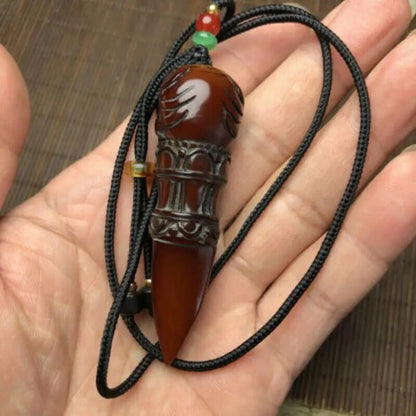 Yak Horn Carved Skull Pendant Phurba Dagger Tibetan Buddhism Faqi Statue