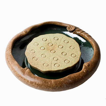 Handmade Pottery Holder For Tea Pot Creative Tea Plate Crude Pottery Pot Holder