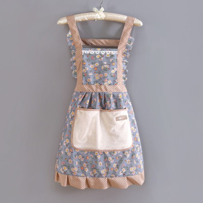 Cooking Aprons Cotton Canvas Floral Home Kitchen Fashion Thin Breathable 65x65cm