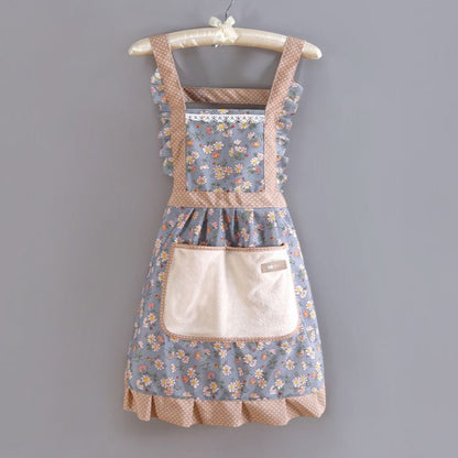 Cooking Aprons Cotton Canvas Floral Home Kitchen Fashion Thin Breathable 65x65cm