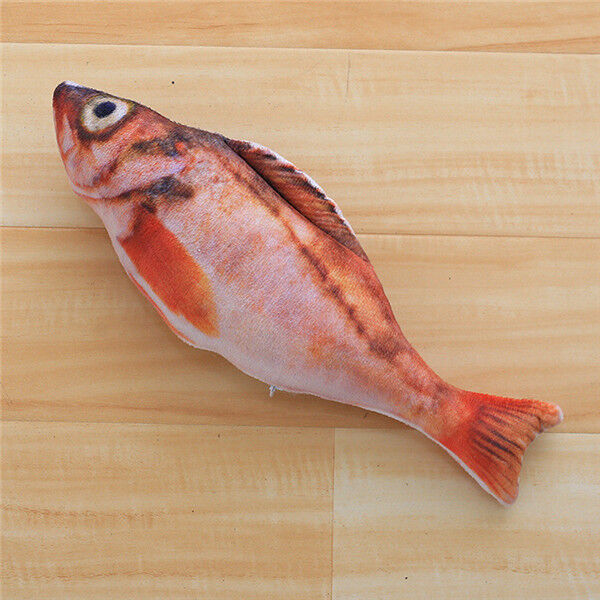 Fish Shape Pet Cat Chew Toy with Catnip Teaser Stuffed Kitten Pillow Scratching