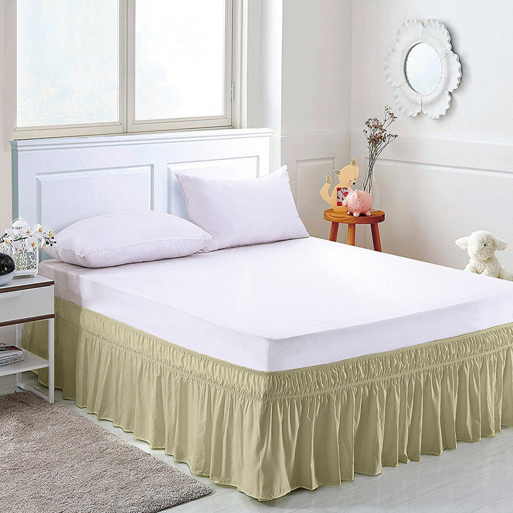 Wrap Around Bed Skirts Drop Solid Color Elastic Bed Skirt Queen King Full Dust