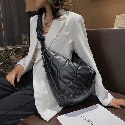 Women Shoulder Bag Feather Padded Big Crossbody Bag Cotton Leather 57*31*11 CM