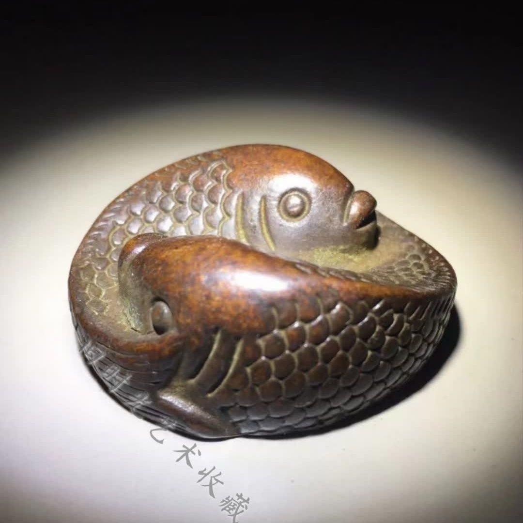 Retro Solid Copper Ware Pisces Copper Tea Pet Tea Play Antique Paper Pressing