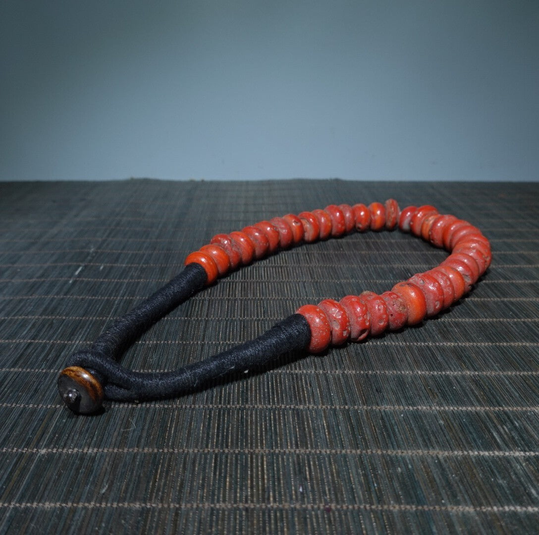 Chinese Old Coral Necklace Decor Collected