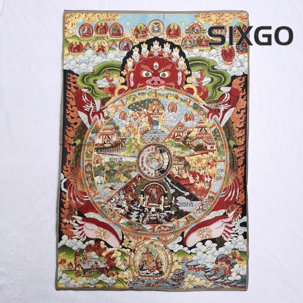 36" Tibet Tibetan Cloth Silk Buddhism 6 Weg Samsara Tangka Thangka Mural