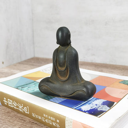 3.9" New Cast Iron Rust Faceless Buddha Whole Body Statue Home Study Ornament