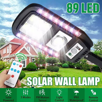 Lampara Luces LED Solar De Pared Para Exterior con Sensor Movimiento LUZ Policia