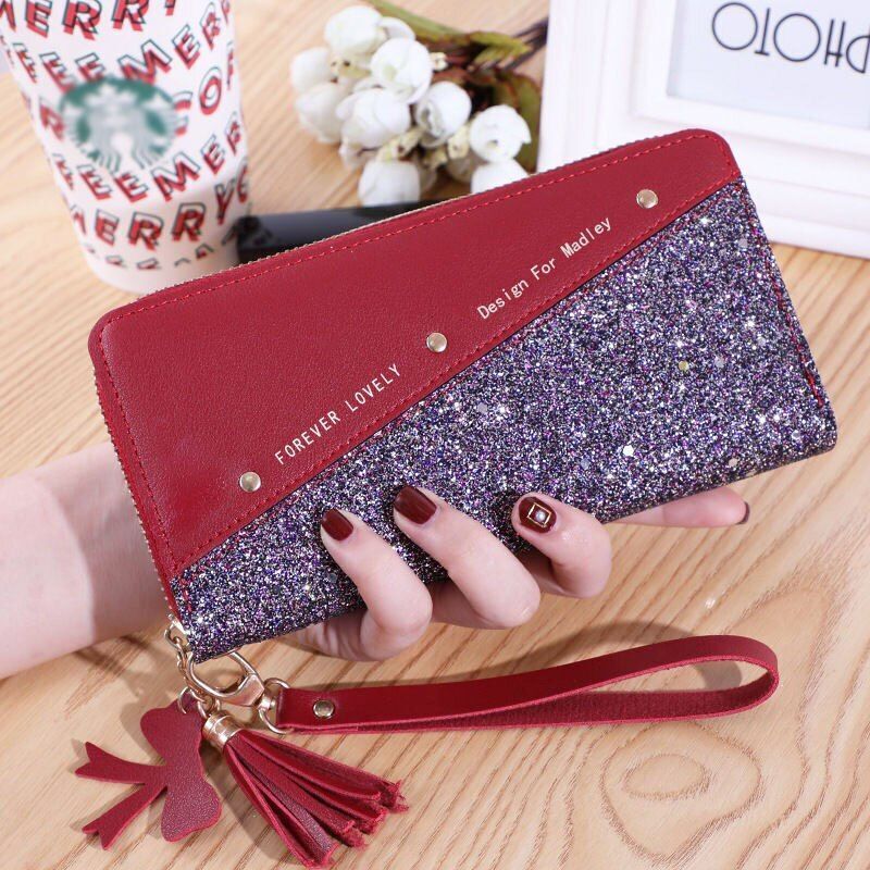 Women Wallets Coin Purses Cards Holder Double Zippers Handbag Money Bags 20*10CM