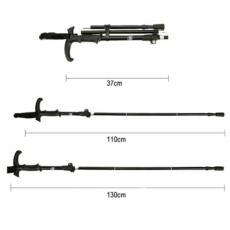 Fold Trekking Pole Portable Hiking Camping Stick Telescopic Nordic Walking Stick