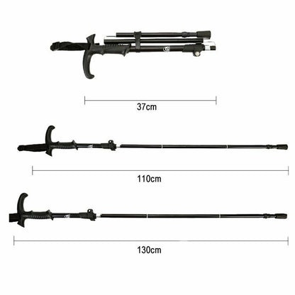Fold Trekking Pole Portable Hiking Camping Stick Telescopic Nordic Walking Stick