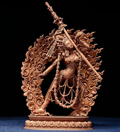 Exquisite Red Copper Carving Vajrayogini Buddha Statue Tibet Buddhism Statue New