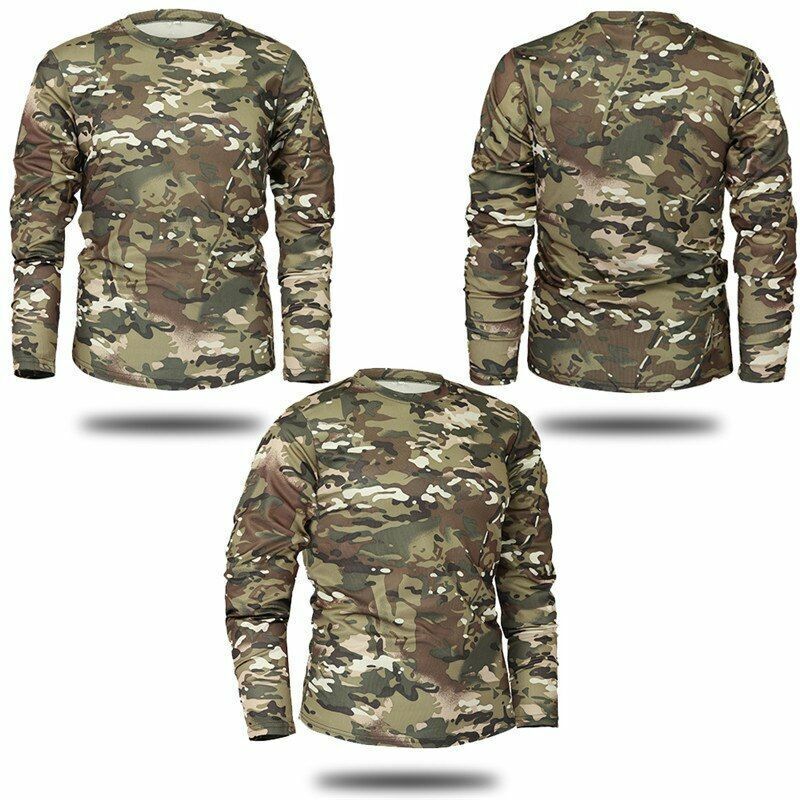 Quick-dry Camouflage Long sleeve T-shirt Outdoor Tactical Hunting Hiking Camping