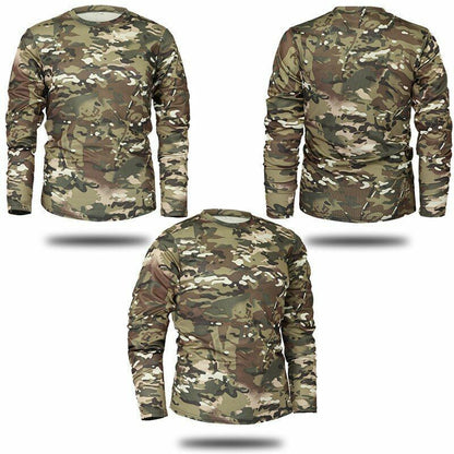 Quick-dry Camouflage Long sleeve T-shirt Outdoor Tactical Hunting Hiking Camping