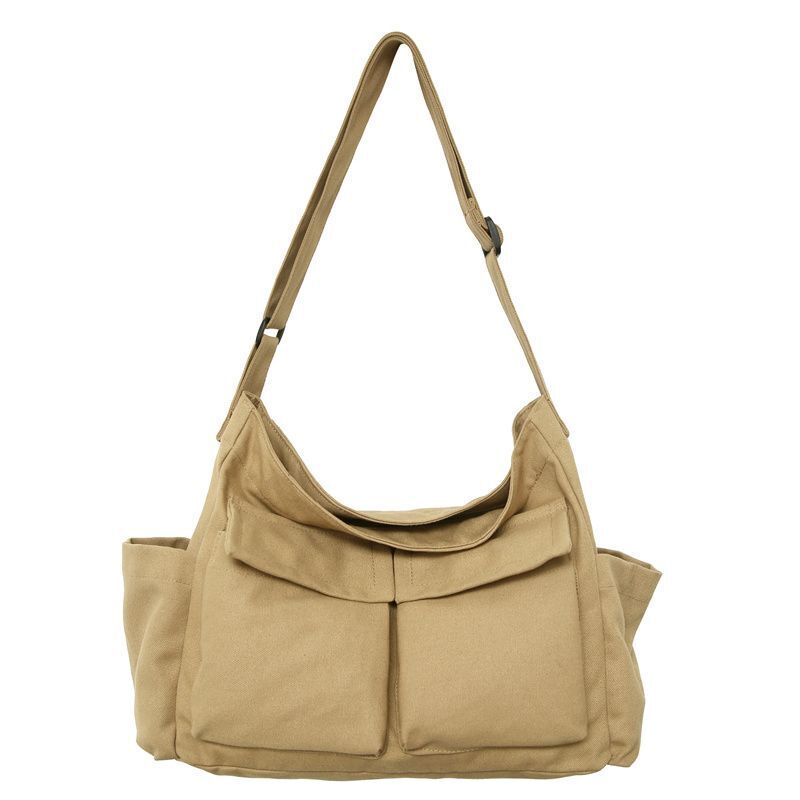 Large Capacity Canvas Shoulder Bags Solid Soft Denim Leisure Travel Bag Casual
