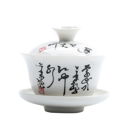 Porcelain Tureen Chinese Kungfu Gaiwan Tea Brewer Bowl Lid Cup Saucer 100ml New