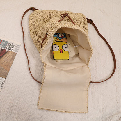New Hollow Straw Shoulder Bag Women's Summer Backpack Vacation Beach Bag