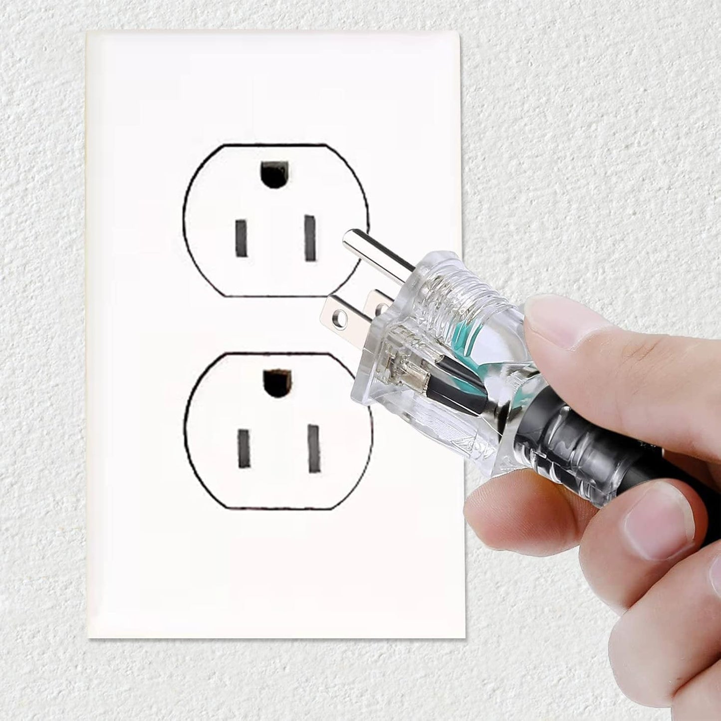 1FT 12/3 Extension Cord Heavy Duty Black 3-Outlet Indoor/Outdoor SJTW Lighted 12