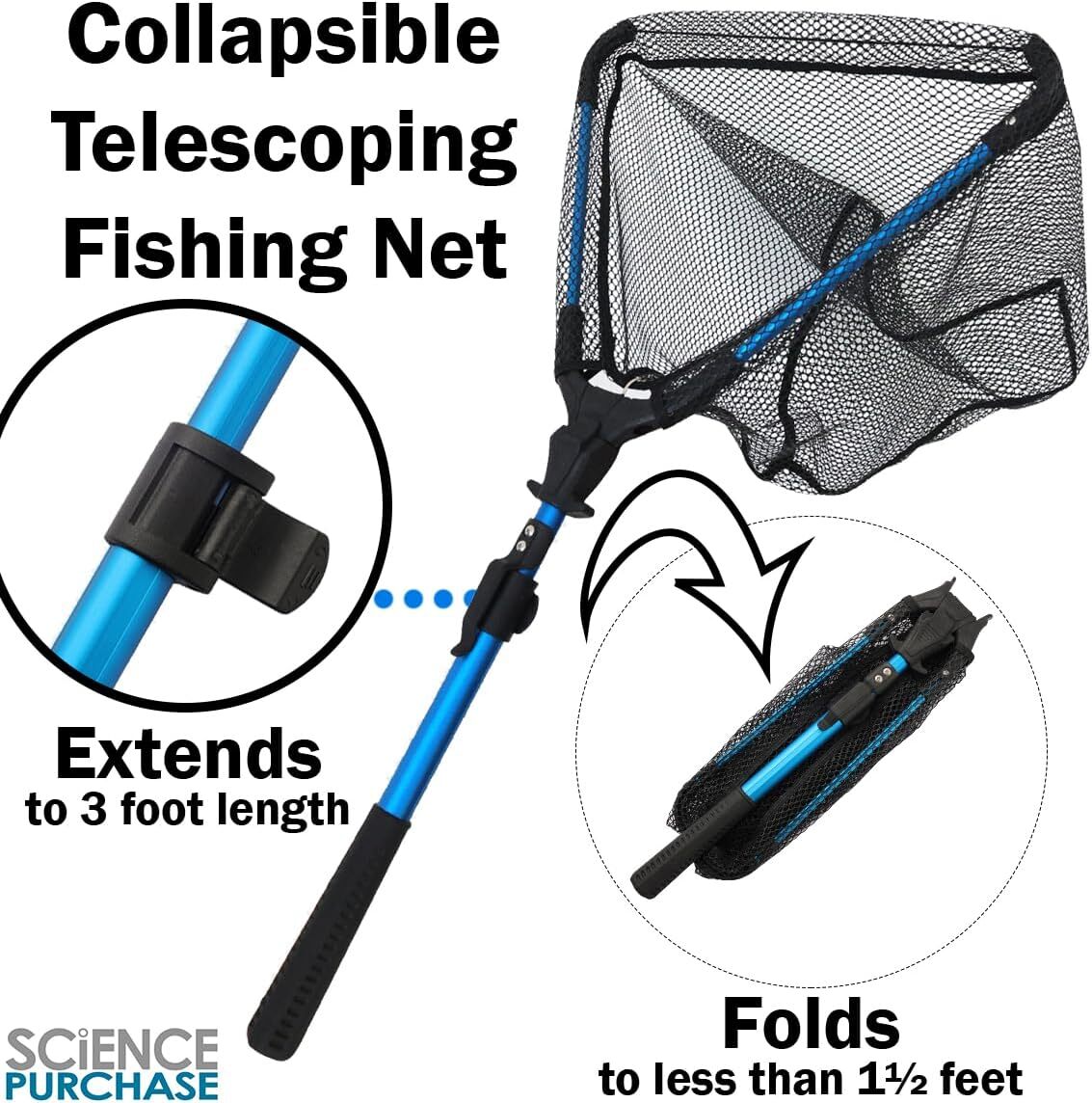 Deluxe Fishing Starter Set w/ Collapsible Net, Fishing Line, Bobbers, Lures, etc