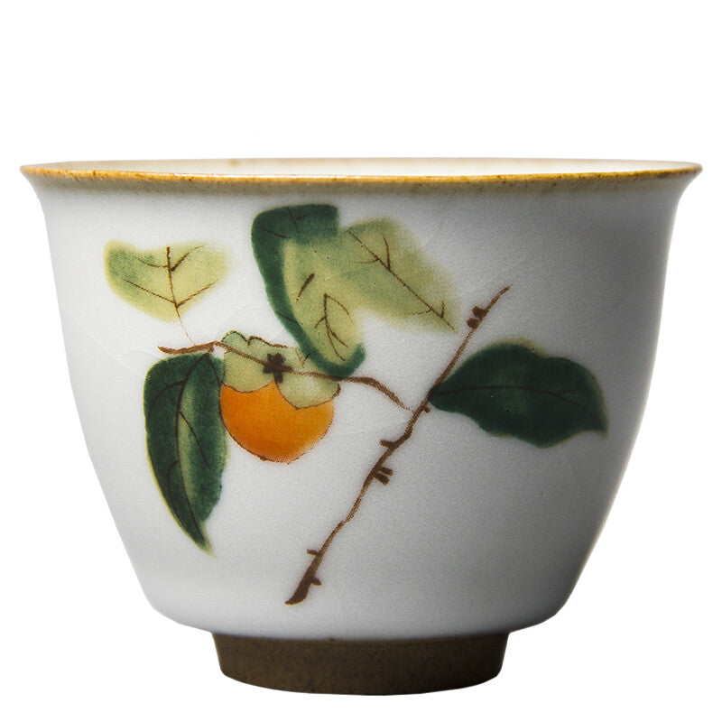 Ruyao Crackle Glaze Porcelain Tea Cup Handpainted Cup Antique Style Chinese Cup