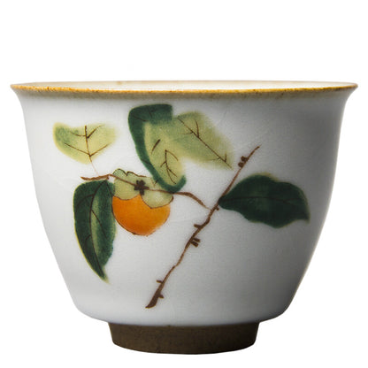 Ruyao Crackle Glaze Porcelain Tea Cup Handpainted Cup Antique Style Chinese Cup