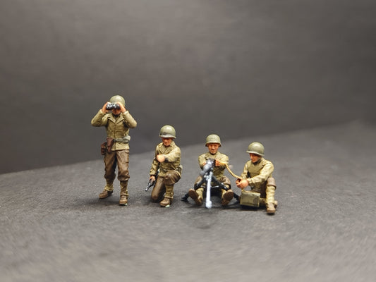 1/72 4Pcs World War II US M2 Browning Machine Gun Soldier Model