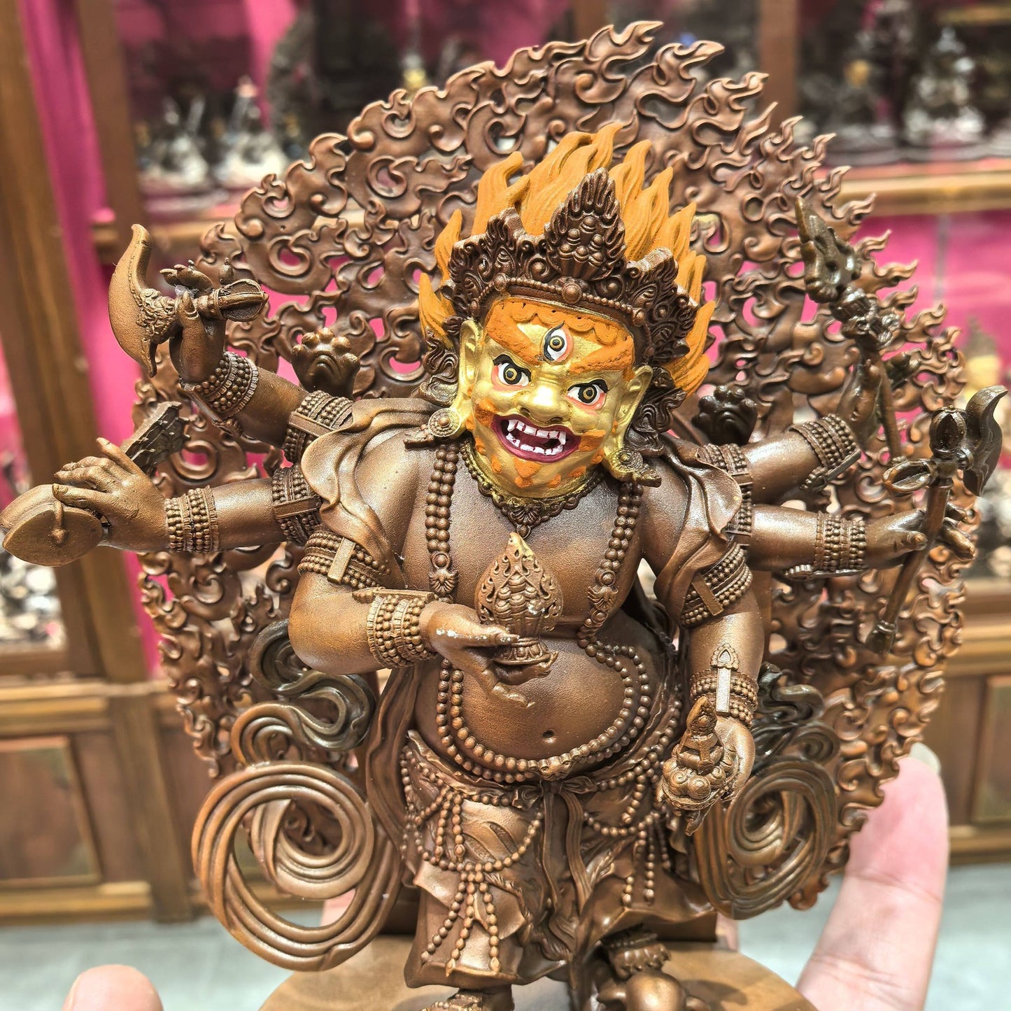 15CM Copper Statue Blessing White Mahakala Buddha